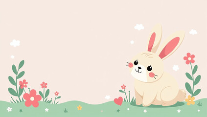 cute cartoon rabbit part pastel kawaii design pink green elements soft