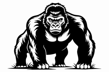 gorilla line art silhouette vector illustration