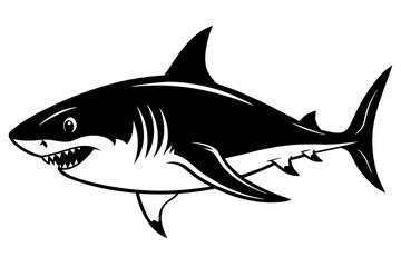 Obraz premium shark line art silhouette vector illustration
