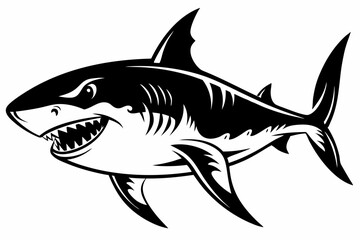 shark line art silhouette vector illustration