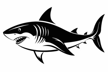 Fototapeta premium shark line art silhouette vector illustration