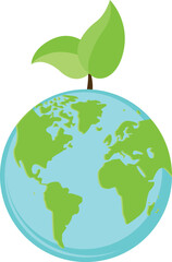 Planet Earth with Green Leaves