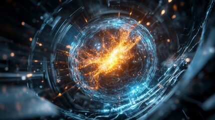 Futuristic Abstract Digital Sphere Virtual Reality Artistic Visualization Sci-Fi Environment Dynamic Perspective Innovation Concept