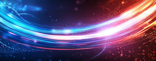 Obraz premium Vibrant abstract background featuring dynamic blue and red glowing lines, creating sense of movement and energy. interplay of colors evokes feeling of excitement and creativity