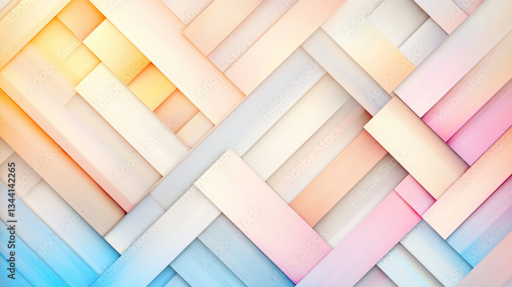 Poster colorful abstract background with diagonal lines and geometric patterns, featuring soft pastel hues 