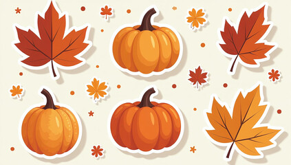 autumn stickers offer cozy fall designs cute illustrations holiday season vector flat