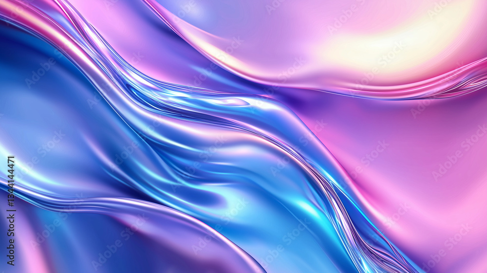 Poster mesmerizing abstract fluid background featuring smooth waves of vibrant pink and blue hues, creating