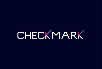 Checkmark Logo, letter K with checkmark icon combination in text checkmark typography logo, vector illustration