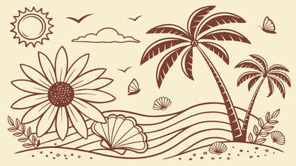 hand drawn summer duotone pattern design