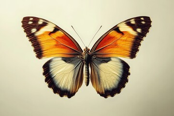 Fototapeta premium A beautiful butterfly with wings of vibrant orange and black