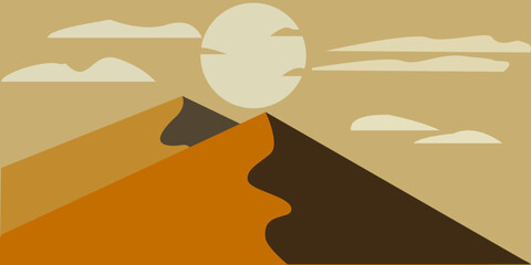 a flat illustration of a mountain with a cloud in the sky