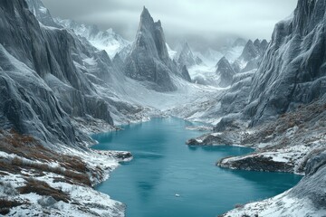 Obraz premium Majestic Mountain Lake Landscape.