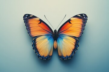 Obraz premium A colorful butterfly with vibrant wings spreads on a surface