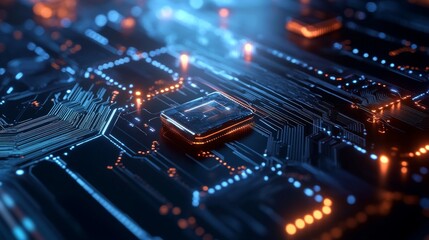 Futuristic Circuit Board Technology Showcase Digital Realm Visual Art High-Tech Environment Close-Up View Innovation Concept