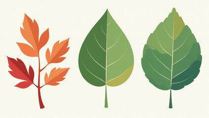 Fototapeta premium colorful leaf illustrations simple flat style vectors suitable various designs