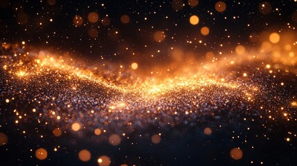 Fototapeta premium Luxurious Gold Glitter Stars on Black Background Abstract Design Celebration