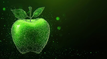 Green Apple, Low Poly, Abstract, Bokeh Background