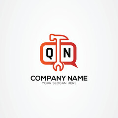 Services Icon or Chat Logo With Letter QN Logo Isolated Vector Illustration
