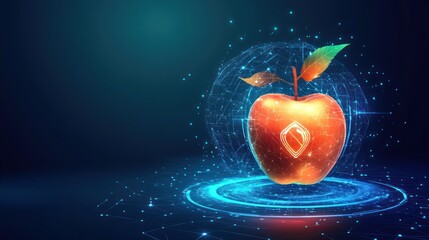 Digital Apple Hologram, futuristic design
