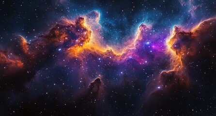 Fototapeta premium Nebula in Outer Space with Stars and Colorful Hues of Blue and Purple