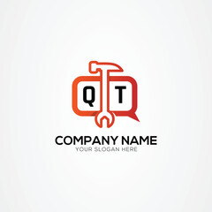 Services Icon or Chat Logo With Letter QT Logo Isolated Vector Illustration