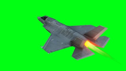 Military fighter jet F-35. green screen isolate. 3d rendering.