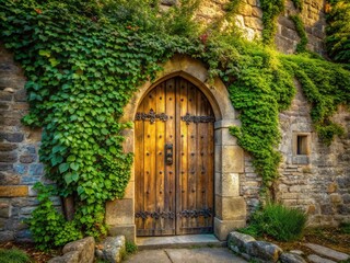 Fototapeta premium Majestic Medieval Castle Doorway: Epic Fantasy Architecture Stock Photo