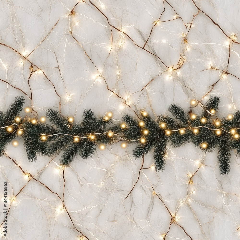 Poster luxurious marble texture featuring a light color palette with a golden border and sparkling accents 