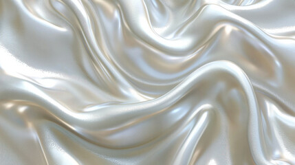 Obraz premium 3D render metallic fluid Smooth ivory fabric with glossy, flowing texture creating elegant abstract background background