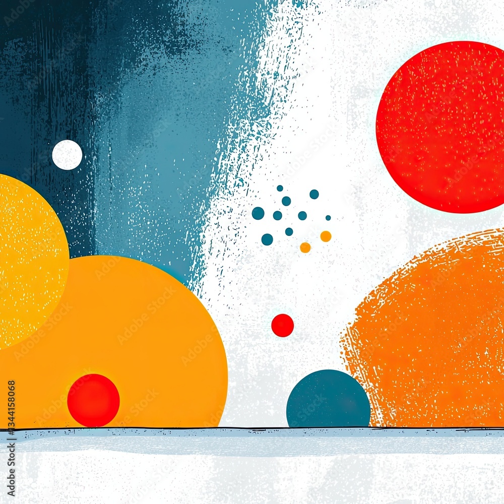 Poster abstract colorful shapes with circles and textures for modern design and art backgrounds