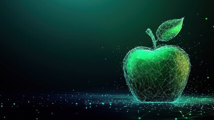 Green apple, digital art, abstract background