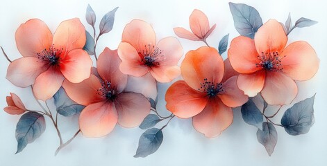 Watercolor Floral Arrangement with Pink and Yellow Wildflowers Leaves and Branches Botanical Illustration