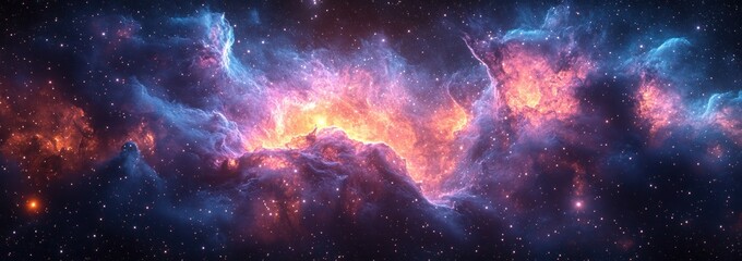 Fototapeta premium Vibrant Cosmic Nebula with Stars in Deep Space