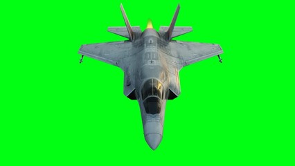 Military fighter jet F-35. green screen isolate. 3d rendering.