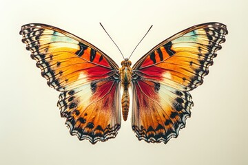 Obraz premium A beautiful butterfly with vibrant colors is shown open winged