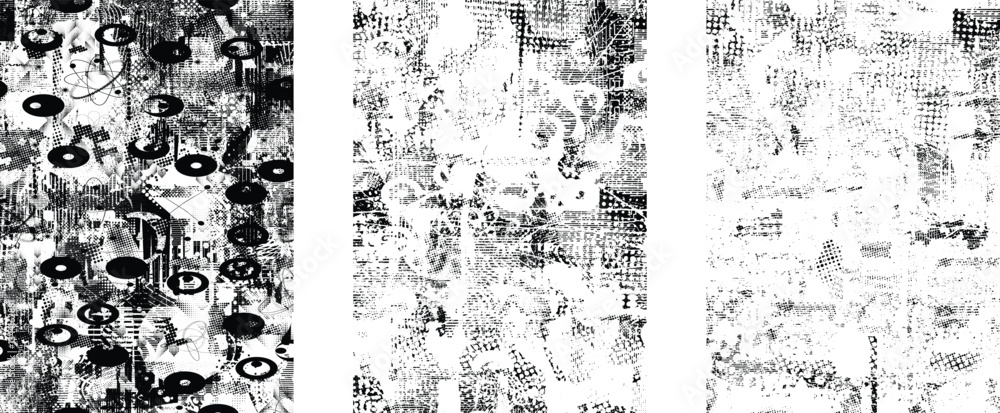 Aufkleber Background with glitch distorted grunge textures . grunge background texture with halftone dots, glitched shapes, textures and lines .Screen print vector background with grunge textured surface. 