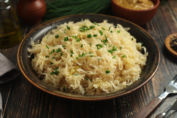 A bowl with traditional German Sauerkraut