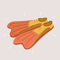 Cartoon vector illustration of swim fins, symbolizing agile aquatic propulsion and the graceful rhythm of water