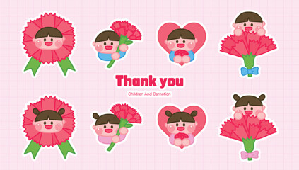 Carnation and Children for Parents' Day and Teachers' Day