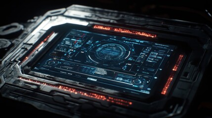 Obraz premium Futuristic tech panel interface display