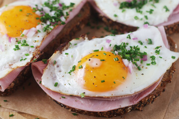 The Strammer Max sandwich, traditional dish in Germany Berlin and Saxon region	