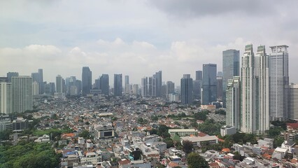 Fototapeta premium Jakarta, Indonesia – March 17, 2025: A cityscape view of Indonesia capital city Jakarta
