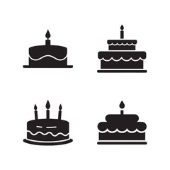 Various Birthday Cake Icons for Celebration and Festivities