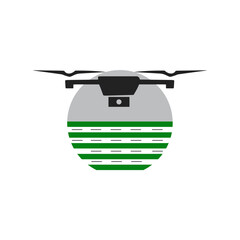 Illustration of irrigation drone spraying in the field