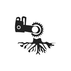 silhouette of tree cutting saw
