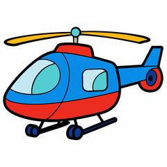 Cartoon Helicopter Vector: Colorful Aircraft Illustration & Fun Design