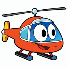 Cartoon Helicopter Vector: Colorful Aircraft Illustration & Fun Design