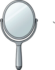 vector Handheld Makeup Mirror Silver Reflection Beauty Cosmetic