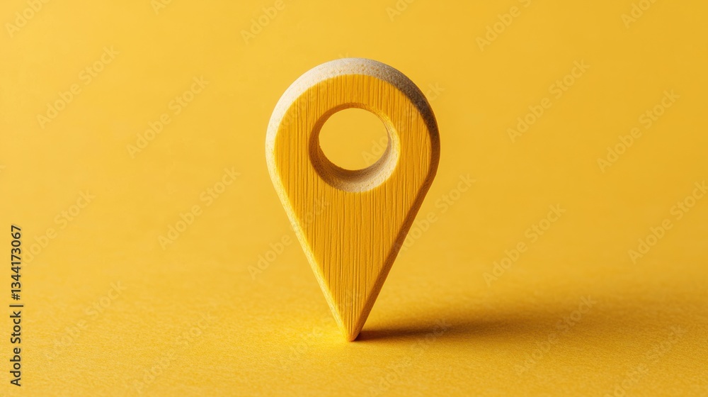 Poster vibrant yellow location pin icon representing navigation and mapping service