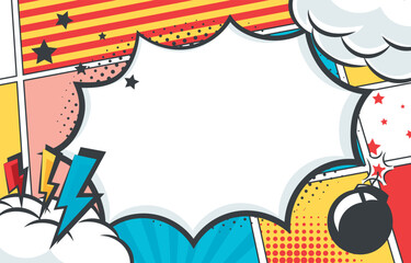 Colorful Comic Book Style Background with Blank Speech Bubble